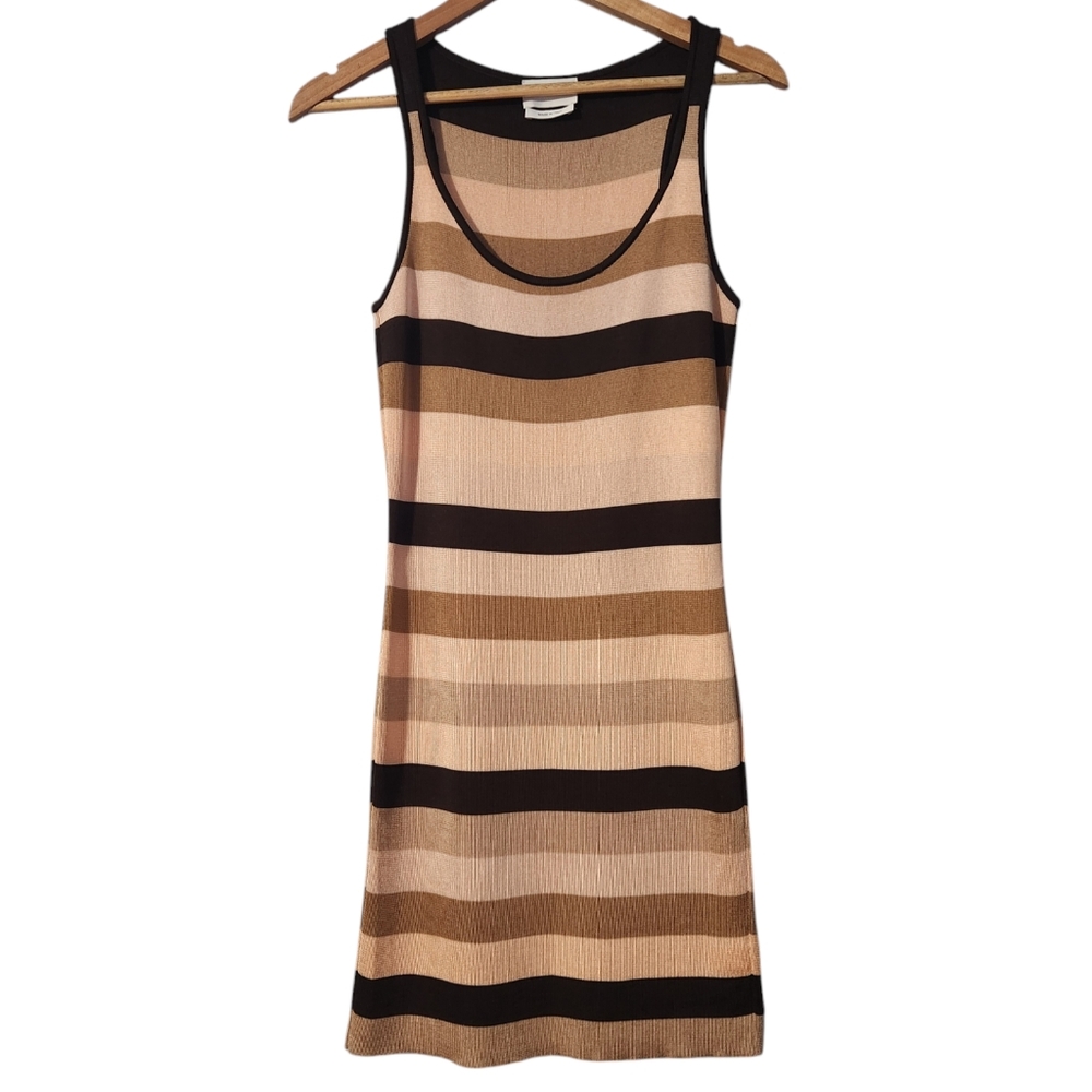 St. John Luxurious Striped Knit Tank Dress Italy Bodycon Baddie Quiet Luxury